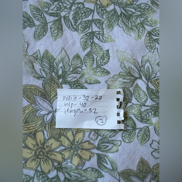 VTG JM COLLECTION 100% Linen Floral Green Yellow White A Line Skirt Size L 12 - Picture 6 of 7